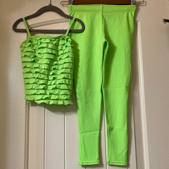 Small Child Lime Green Dance Costume - Picture 5 of 11